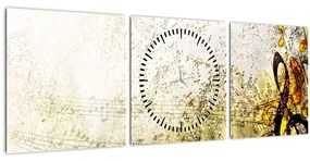 Obraz - Sila hudby (s hodinami) (90x30 cm)