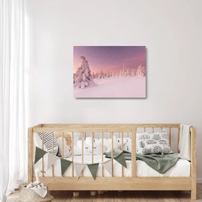 Sklenený obraz - Stromy pod snehovou prikrývkou (70x50 cm)