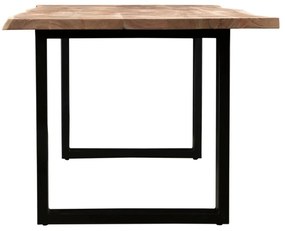 furniture-nabytek.cz - Masívna jedálenská súprava Bullwer so 4 stoličkami Clinton, akácia / kov / umelá koža, lakovaná, hnedá / čierna