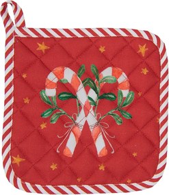 Bielo-červená chňapka - podložka so luskáčikmi Happy Little Christmas - 20*20 cm