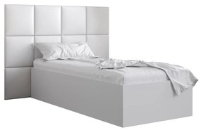 Jednolôžková posteľ s čalúneným čelom 90 cm Brittany 4 (biela matná + biela) (s roštom). Vlastná spoľahlivá doprava až k Vám domov. 1046029