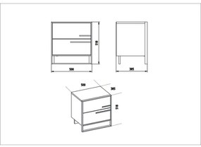 Nočný stolík POLKA 51,8x50 cm zlatá/biela