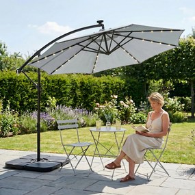 Záhradný slnečník MILIN s LED osvetlením 300 cm svetlosivý