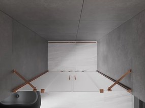 Mexen Velar Duo, posuvné sprchové dvere do otvoru 150 cm, 8mm sklo námraza, ružové zlato, 871-150-000-32-60