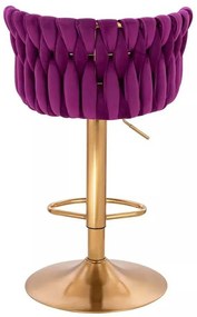 LuxuryForm DESIGN Barová stolička LYON VELUR na zlatom tanieri - fuchsia
