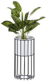 Kvetináč na stojane LOFT III 42 cm čierny/biely
