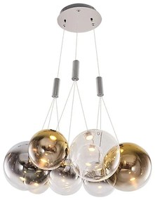 LED luster na lanku ENNA 9xG9/5W/230V 3000K dymová/zlatá