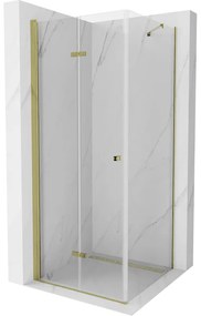 Mexen Lima sprchová kabína, skladacie dvere 100 x 100 cm, transparentnéné, zlatá - 856-100-100-50-00
