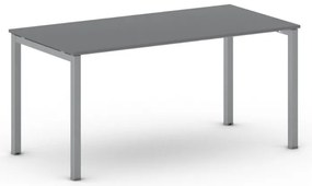 Rokovací kancelársky stôl PRIMO SQUARE, 160x80 cm, sivostrieborná podnož, grafit
