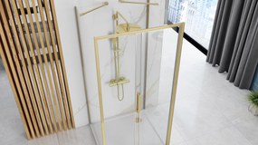 Rea Rapid Slide, 3-stenný sprchovací kút s posuvnými dverami 160(dvere) x 80(stena) x 195 cm, 6mm číre sklo, zlatý matný profil, KPL-09381