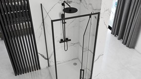 Rea Rapid Swing, rohový sprchovací kút 90 (dvere) x 100 (stena) x 195 cm, 6mm číre sklo, čierny profil, KPL-009927