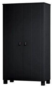 Čierna šatníková skriňa z borovicového dreva 111x202 cm Ties – WOOOD