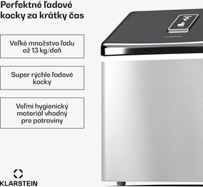 Klarstein Clearcube, výrobník ľadu, 13 kg/24 h, nehrdzavejúca oceľ, čierny