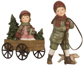Dekorácie deti s vozíkom a psíkom - 20 * 7 * 16 cm