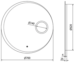 Mexen Ella, LED kúpeľňové zrkadlo s podsvietením a kozmetickým zrkadielkom 70x70 cm, 6000K, ochrana proti zahmlievaniu, 9811-070-070-611-00
