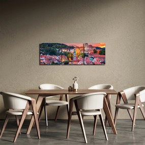 Obraz - Český Krumlov (s hodinami) (90x30 cm)