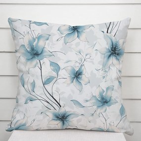 Biante Bavlnená obliečka na vankúš Sandra SA-737 Modro-sivé kvety vanilky na bielom 60 x 60 cm