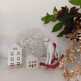 DECOLED Drevené dekorácie snehové vločky s LED svetlami, 26x29x3,2 cm