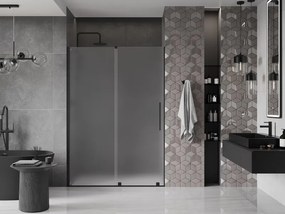 Mexen Velar, posuvné sprchové dvere do otvoru 150 cm, 8mm sklo námraza, čierna matná, 871-150-000-31-70