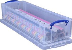 Robustný plastový box na baliace papiere a iné potreby, transparentný, 80x26x16 cm Manutan