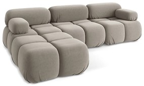 Béžová zamatová modulárna rohová pohovka Lokua – Makamii