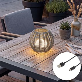 Vonkajšia stolná lampa tmavosivá 25 cm vrátane LED nabíjateľná s USB-C IP44 - Oli