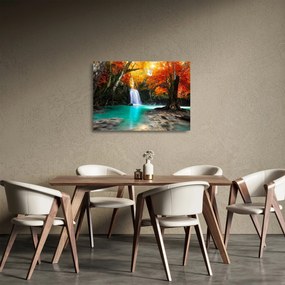 Sklenený obraz - Smaragdová lagúna (70x50 cm)