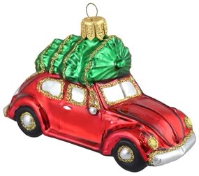Vianočná ozdoba – autíčko so stromčekom