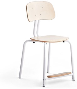 Školská stolička YNGVE, so 4 nohami, biela, breza, V 500 mm