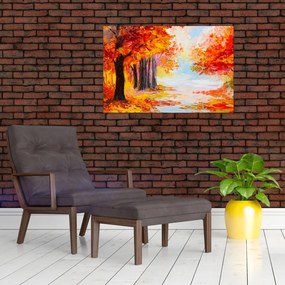 Obraz - Olejomaľba, farebná jeseň (90x60 cm)