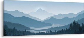 Obraz - Hory pohľadom grafika (120x50 cm)