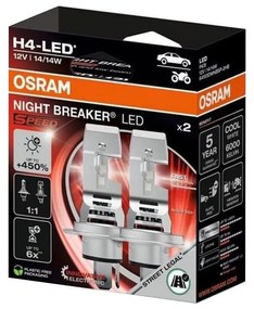 Sada 2x LED autožiarovka NIGHT BREAKER SPEED H4 P43T/14W/12V 6000K - Osram