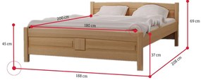 Vyvýšená posteľ ANGEL + sendvičový matrac MORAVIA + rošt ZADARMO, 180x200 cm, prírodný-lak