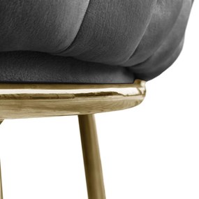 DIZAJNOVÁ STOLIČKA SHELLY ŠEDÝ ZAMAT + ZLATÁ