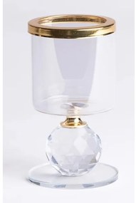 SADA 3x svietnikov, zlaté/priehľadné