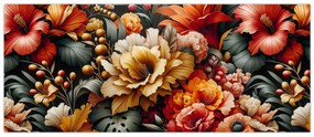 Obraz - Oranžovo-červené kvety (120x50 cm)