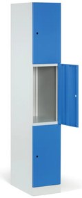 Šatníková skrinka s úložnými boxmi, 3 boxy, 1850 x 300 x 500 mm, demont, zámok s čítačkou RFID kariet, zelené dvere