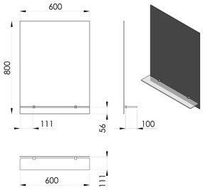Aqualine Aqualine, Zrkadlo s policou 60x80cm, vrátane závesov, 22430-01