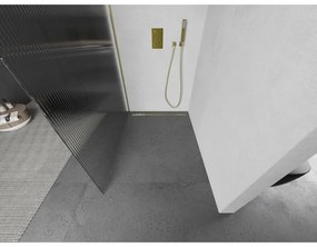 Mexen Kioto L, sprchová zástena Walk-In 70 x 200 cm, 8mm sklo s rebrovým vzorom, zlatý lesklý profil,800-070-103-50-09