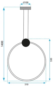 Toolight Toolight, LED stropné svietidlo 50cm 23W 4000K APP1399-CP, zlatá lesklá, OSW-00957