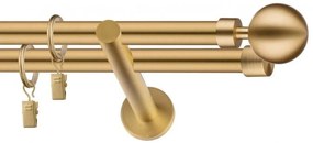 Dekorstudio Garniža dvojradová Guľa MODERN zlatá 19mm Dĺžka: 120cm, Typ uchytenia: Držiak dvojitý otvorený, Typ príslušenstva: Bez príslušenstva