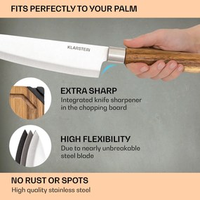 Klarstein Komaki, sada nožov, 8-dielna, 5 nožov, 3 dosky na krájanie, držiak na ostrenie nožov