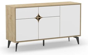 Nízka komoda v dekore duba v bielo-prírodnej farbe 140x79 cm Nola – Marckeric