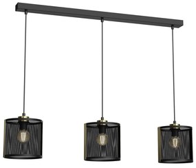 Luster na lanku KAGA 3xE27/60W/230V čierna/zlatá
