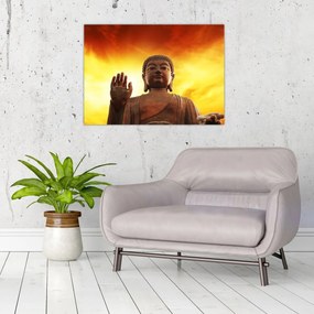Obraz - Budha s červenožltým pozadím (70x50 cm)