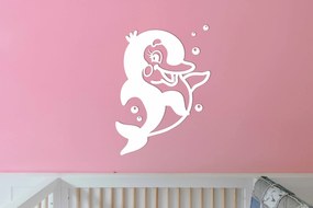 Drevený baby delfín na stenu - Biela