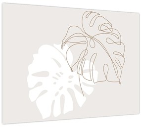 Sklenený obraz - Line art monstera N⁰2 (70x50 cm)