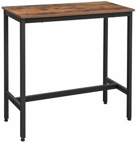 Barový stôl, s kovovými nohami, vintage hnedý a čierny