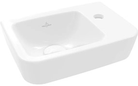 VILLEROY &amp; BOCH O.novo Compact závesné umývadielko s otvorom vpravo, bez prepadu, 360 x 250 mm, biela alpská, s povrchom CeramicPlus, 434337R1