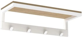 Nástenný vešiak na uteráky s poličkou 10x40 cm biela